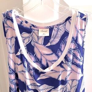 Soma Cool Nights sleep tank w/ shelf bra Color: Palm Fronds Sapphire Size Medium